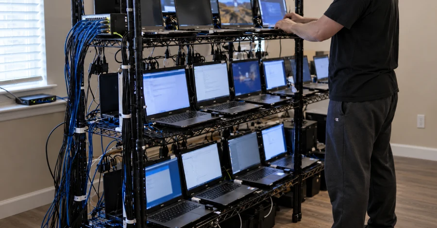 Remote control of North Korean hacking laptop farms